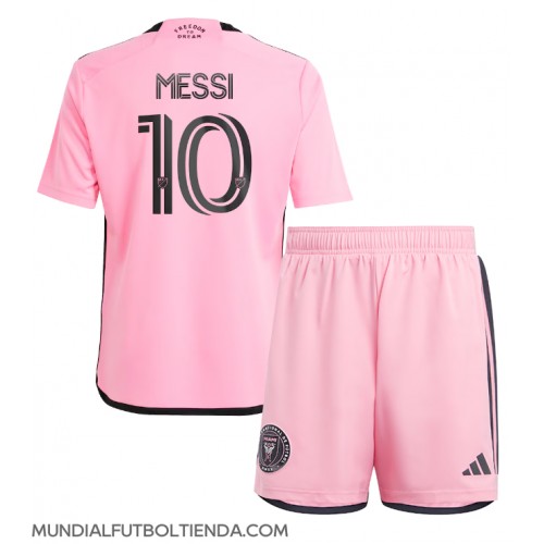 Camiseta Inter Miami Lionel Messi #10 Primera Equipación Replica 2024-25 para niños mangas cortas (+ Pantalones cortos)